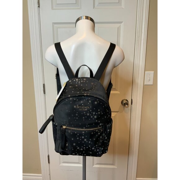 Kate Spade Black Chelsea The Little Better Scattered Stars Medium Backpack - Picture 3 of 9